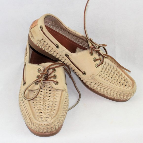 Frye Leather Sully Woven Boat Shoe 